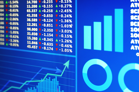 Monitor with stock data, closeupの写真素材