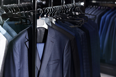 Stylish clothes at menswear storeの写真素材