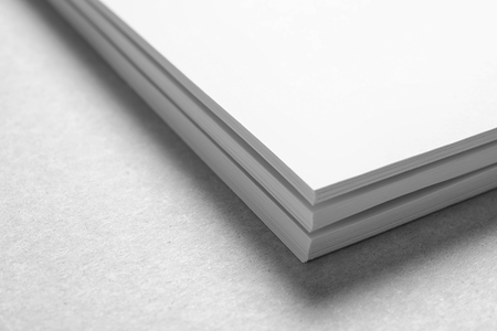 Blank sheets of paper on light background. Mock up for design