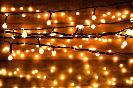 Blurred christmas lights on dark background