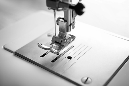 Presser foot and needle of modern sewing machine, closeupの写真素材
