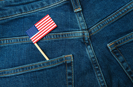 Jeans with American flag, closeupの写真素材