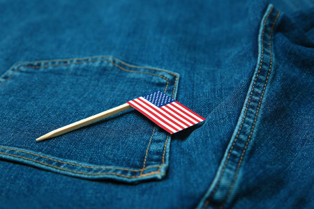 Jeans with American flag, closeupの写真素材