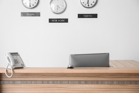 Reception desk in hotel