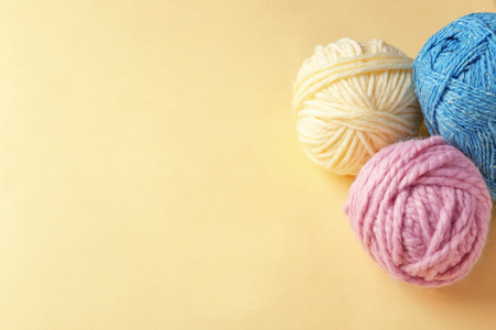 Knitting threads on light backgroundの写真素材