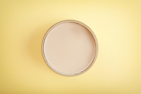 Jar with clay for hair on color backgroundの写真素材