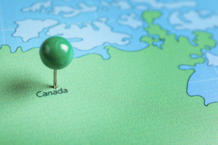 Canada pinned on map, closeupの写真素材