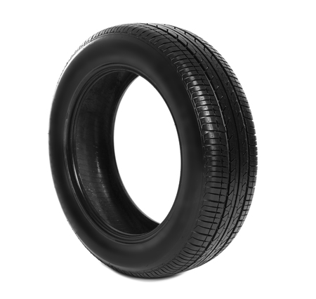 Car tire on white backgroundの写真素材