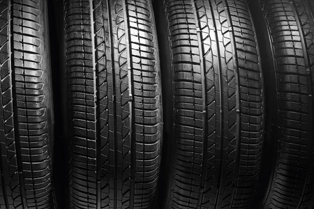 Car tires, closeup