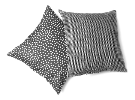Soft decorative pillows on white backgroundの写真素材