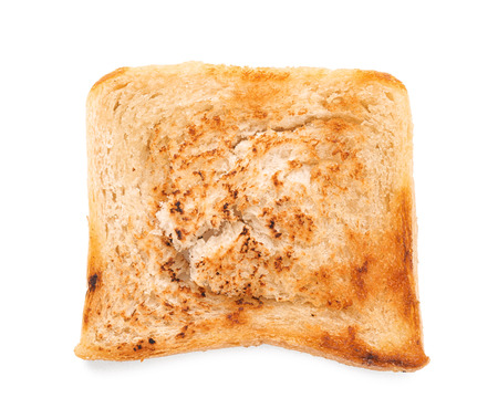 Toasted bread on white backgroundの写真素材