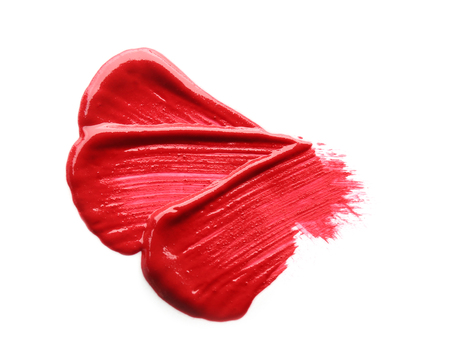 Lip gloss sample on white background. Professional cosmeticsの写真素材