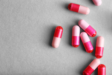 Pills on gray backgroundの写真素材