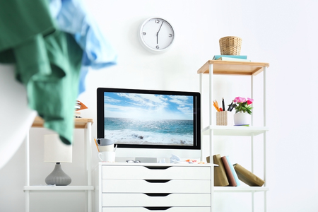 Stylish workplace with modern computer