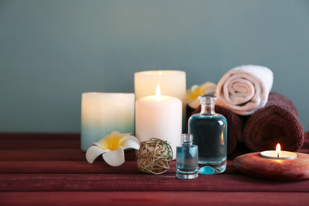 Beautiful spa composition on tableの写真素材