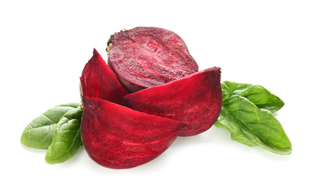 Ripe beets on white background