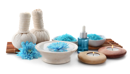 Beautiful spa composition on white backgroundの写真素材