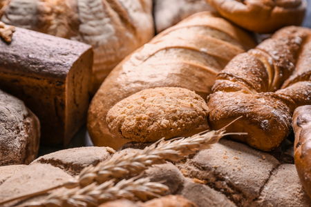 Different bakery products, closeupの写真素材