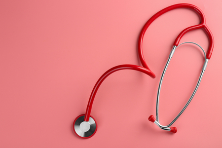 Stethoscope on color backgroundの写真素材