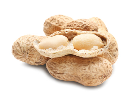 Tasty peanuts on white background