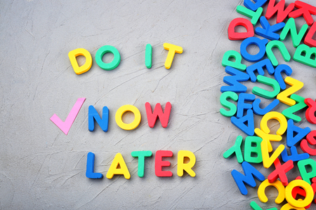 Words composed from letters on textured background. Time management conceptの写真素材