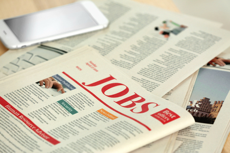 Morning newspapers on table, closeupの写真素材