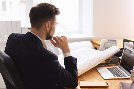 Architect working in officeの写真素材