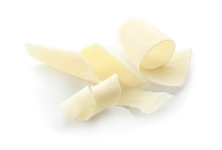 Chocolate curls on white background
