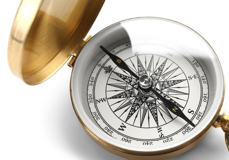 Vintage compass on white background, closeupの写真素材