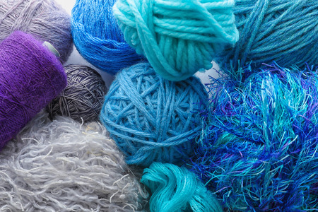 Colorful knitting yarn, closeupの写真素材