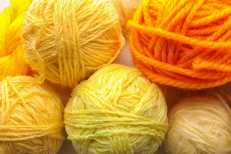 Colorful knitting yarn, closeupの写真素材