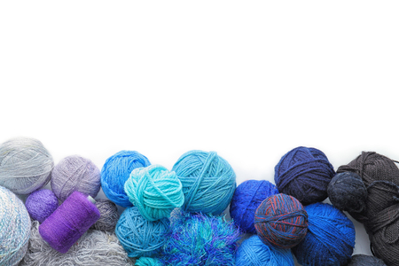Set of knitting yarn on white backgroundの写真素材