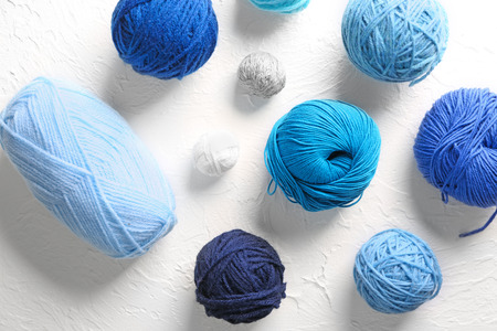 Color knitting yarn on textured background
