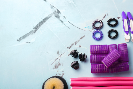 Professional hairdresser's tools on light backgroundの写真素材
