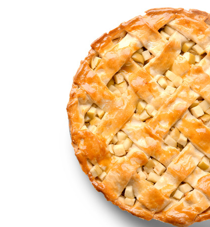Delicious apple pie on white backgroundの写真素材