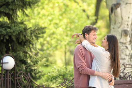 Beautiful couple in love outdoorsの写真素材