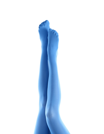 Legs of beautiful young woman in tights on white backgroundの写真素材