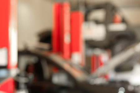 Blurred view of car service centerの写真素材