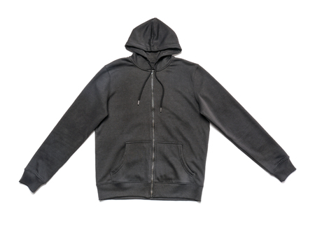 Black hoodie on white backgroundの写真素材