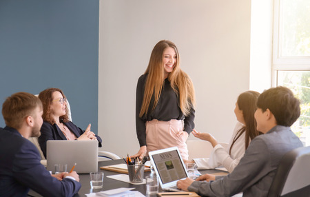 Meeting of business team working in officeの写真素材
