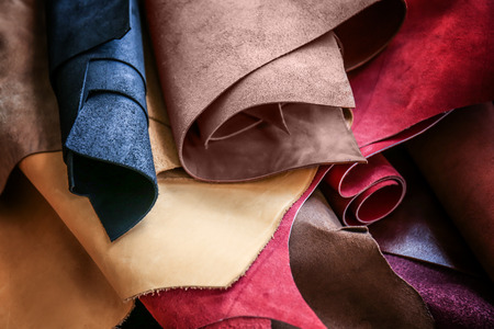 Assortment of colorful leather pieces