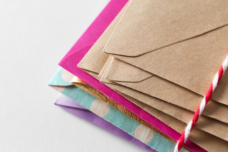 Mail envelopes on white background, closeup