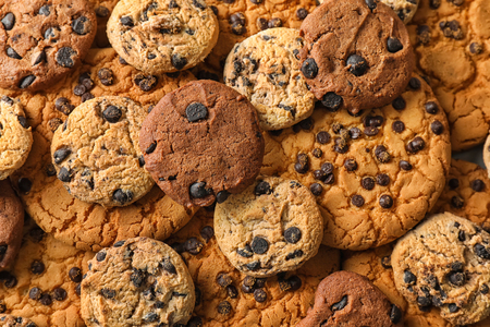 Delicious chocolate chip cookies, closeupの写真素材