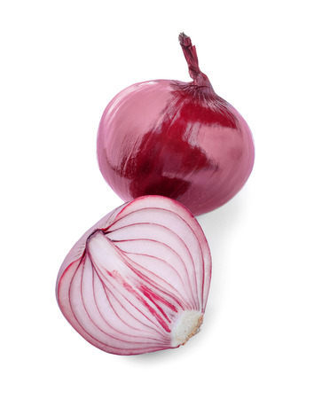 Fresh red onion on white backgroundの写真素材