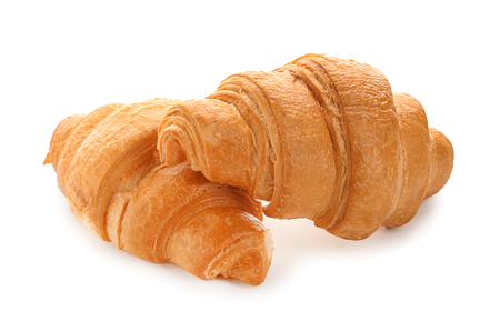 Tasty croissants on white backgroundの写真素材