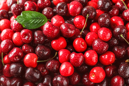 Fresh ripe cherry as backgroundの写真素材