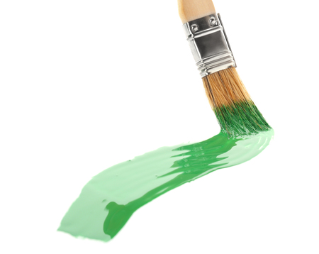 Brush and stroke of paint on white backgroundの写真素材