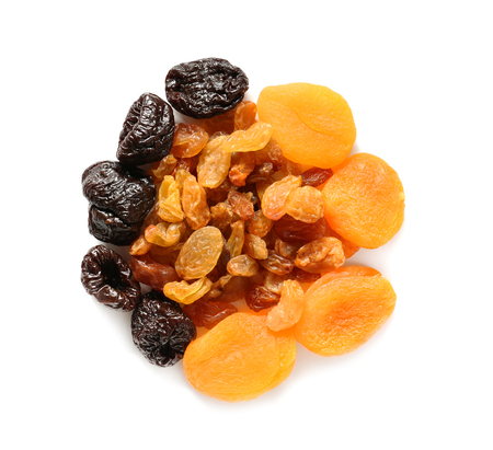 Dried fruits on white backgroundの写真素材
