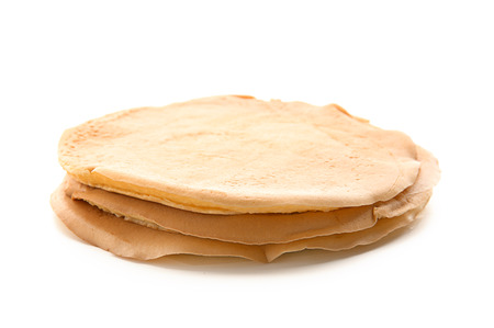 Delicious pancakes on white backgroundの写真素材