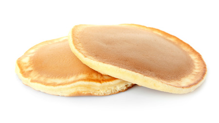 Tasty pancakes on white backgroundの写真素材